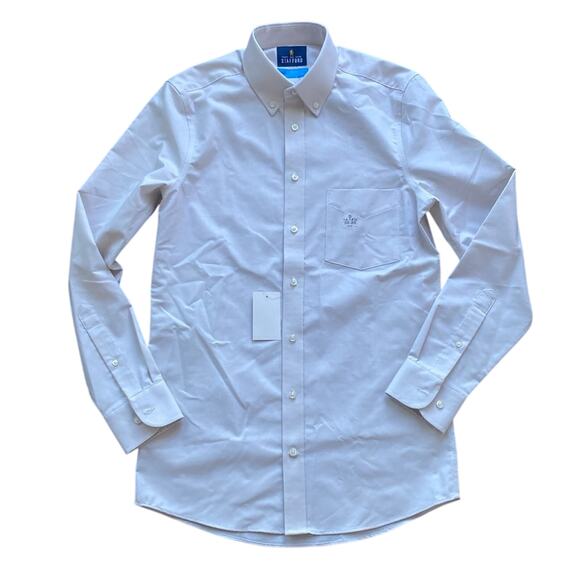 STAFFORD Button Down Slim Fit Shirt Mens Sz Small 14 - 14.5 Stone CoolMax - Picture 1 of 6
